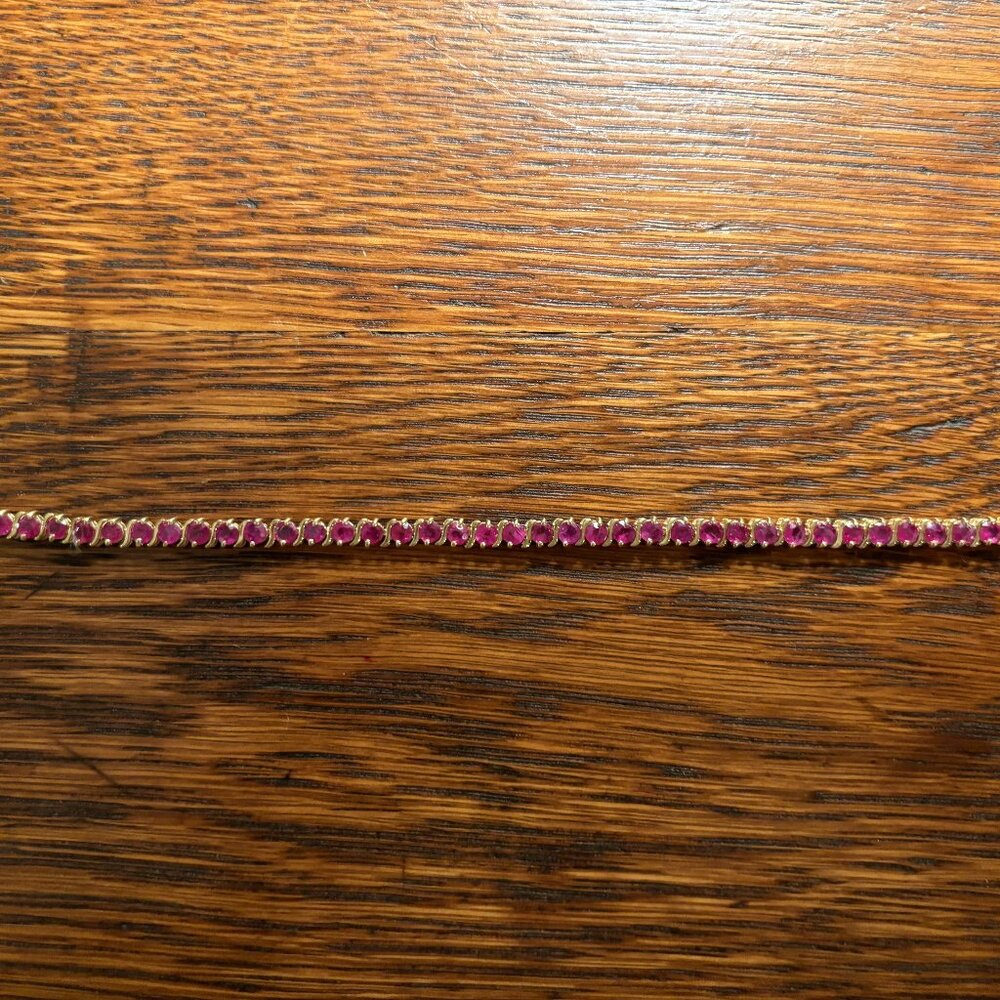 14kt Gold Red Ruby S-Link Bracelet - 7"